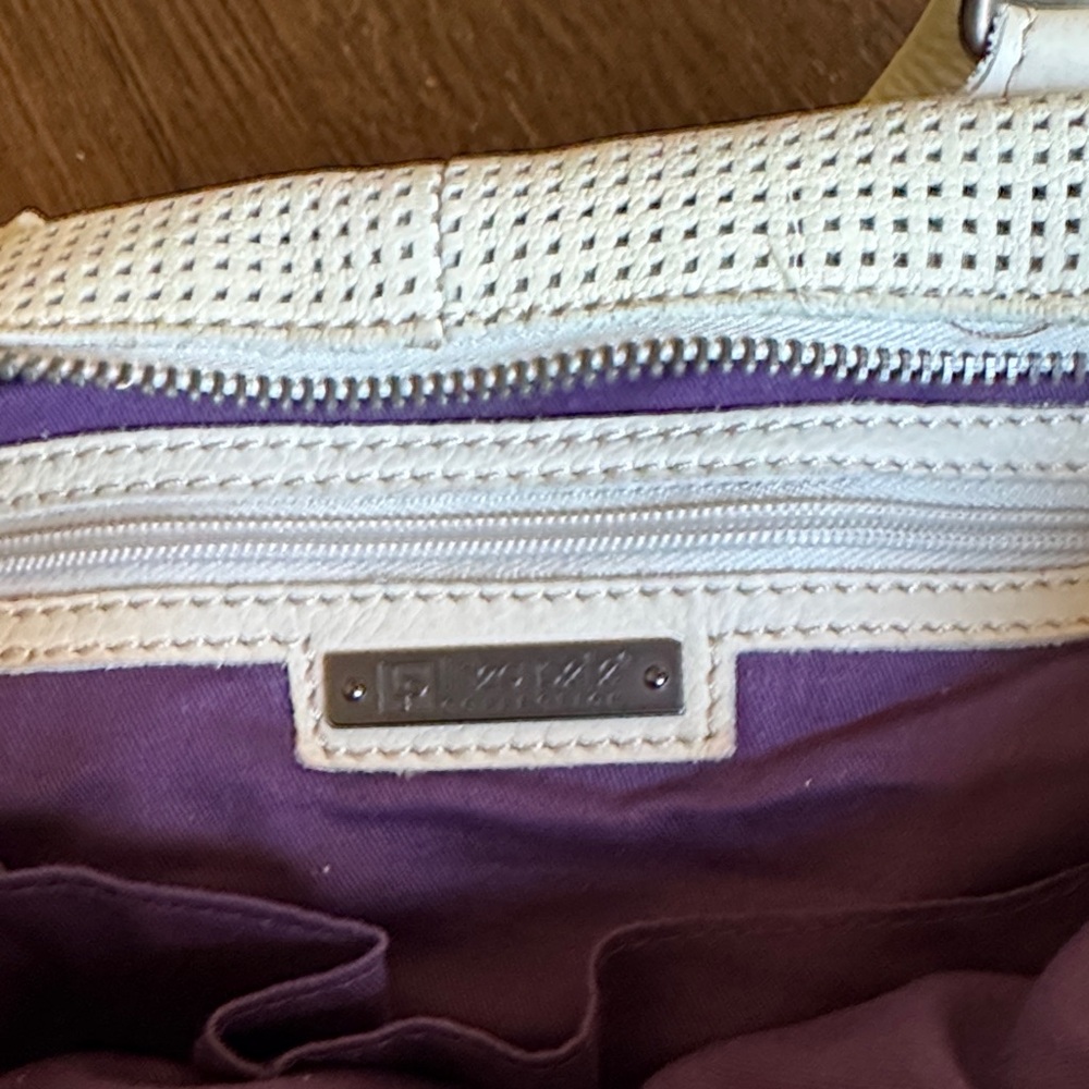 Linea Pelle Cream Satchel Bag - Picture 7 of 10